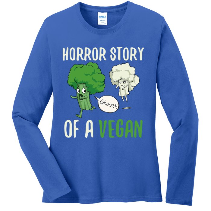 Broccoli Cauliflower Ghost Horror Story Of A Vegan Halloween Cool Gift Ladies Long Sleeve Shirt