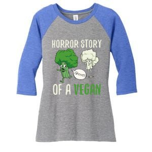 Broccoli Cauliflower Ghost Horror Story Of A Vegan Halloween Cool Gift Women's Tri-Blend 3/4-Sleeve Raglan Shirt