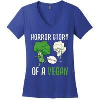 Broccoli Cauliflower Ghost Horror Story Of A Vegan Halloween Cool Gift Women's V-Neck T-Shirt