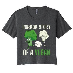 Broccoli Cauliflower Ghost Horror Story Of A Vegan Halloween Cool Gift Women's Crop Top Tee