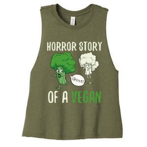 Broccoli Cauliflower Ghost Horror Story Of A Vegan Halloween Cool Gift Women's Racerback Cropped Tank