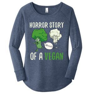 Broccoli Cauliflower Ghost Horror Story Of A Vegan Halloween Cool Gift Women's Perfect Tri Tunic Long Sleeve Shirt