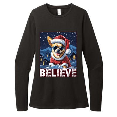 Believe Christmas Gift Chihuahua Santa Claus Gift Womens CVC Long Sleeve Shirt