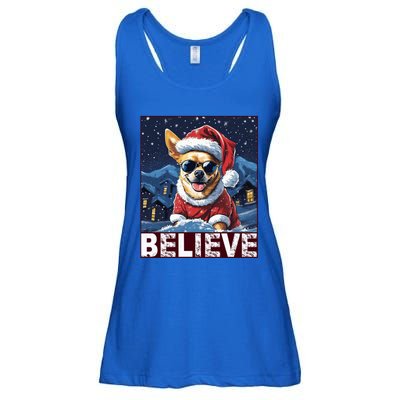 Believe Christmas Gift Chihuahua Santa Claus Gift Ladies Essential Flowy Tank