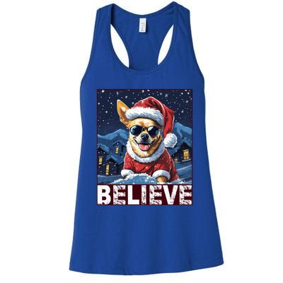 Believe Christmas Gift Chihuahua Santa Claus Gift Women's Racerback Tank