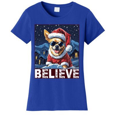 Believe Christmas Gift Chihuahua Santa Claus Gift Women's T-Shirt