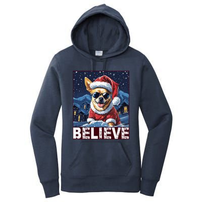 Believe Christmas Gift Chihuahua Santa Claus Gift Women's Pullover Hoodie