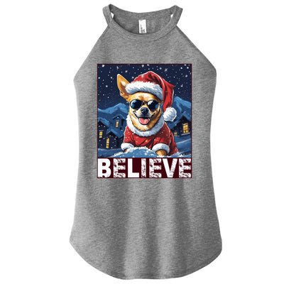 Believe Christmas Gift Chihuahua Santa Claus Gift Women's Perfect Tri Rocker Tank