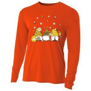 Bees Cute Gnomes Beekeeper Yellow Sunflower Funny Gift Cooling Performance Long Sleeve Crew