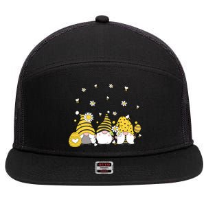 Bees Cute Gnomes Beekeeper Yellow Sunflower Funny Gift 7 Panel Mesh Trucker Snapback Hat