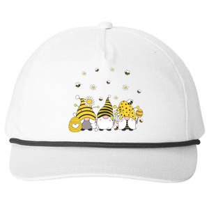 Bees Cute Gnomes Beekeeper Yellow Sunflower Funny Gift Snapback Five-Panel Rope Hat