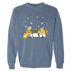 Bees Cute Gnomes Beekeeper Yellow Sunflower Funny Gift Garment-Dyed Sweatshirt