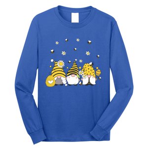 Bees Cute Gnomes Beekeeper Yellow Sunflower Funny Gift Long Sleeve Shirt