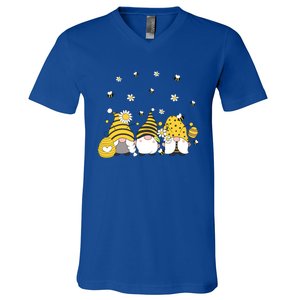 Bees Cute Gnomes Beekeeper Yellow Sunflower Funny Gift V-Neck T-Shirt