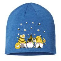 Bees Cute Gnomes Beekeeper Yellow Sunflower Funny Gift Sustainable Beanie