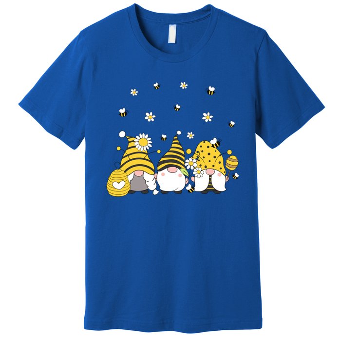 Bees Cute Gnomes Beekeeper Yellow Sunflower Funny Gift Premium T-Shirt