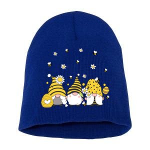 Bees Cute Gnomes Beekeeper Yellow Sunflower Funny Gift Short Acrylic Beanie