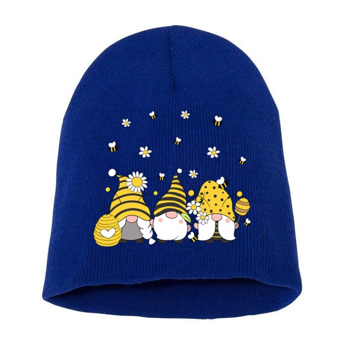 Bees Cute Gnomes Beekeeper Yellow Sunflower Funny Gift Short Acrylic Beanie