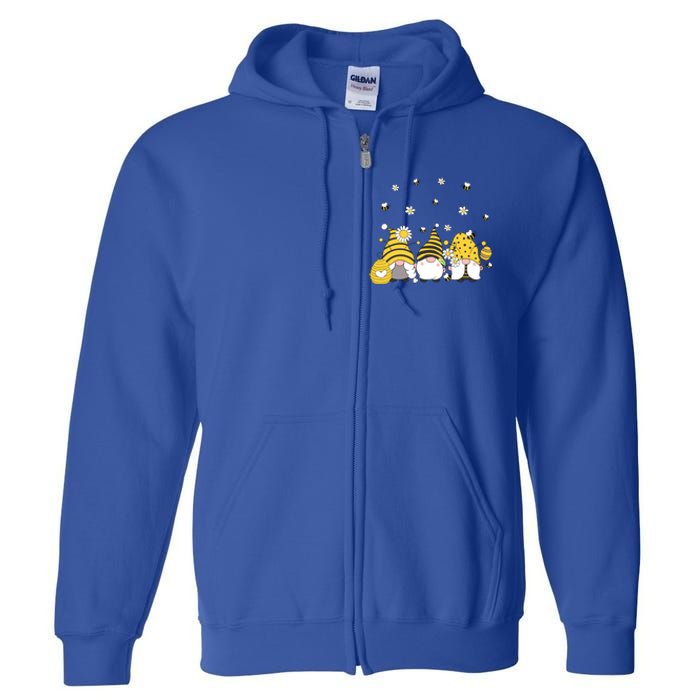 Bees Cute Gnomes Beekeeper Yellow Sunflower Funny Gift Full Zip Hoodie