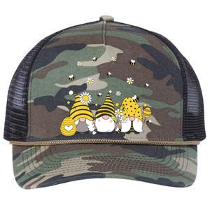 Bees Cute Gnomes Beekeeper Yellow Sunflower Funny Gift Retro Rope Trucker Hat Cap