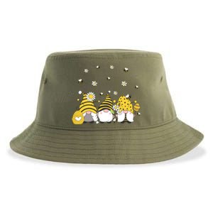 Bees Cute Gnomes Beekeeper Yellow Sunflower Funny Gift Sustainable Bucket Hat