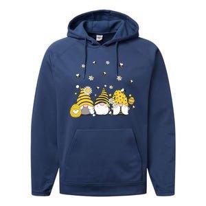 Bees Cute Gnomes Beekeeper Yellow Sunflower Funny Gift Performance Fleece Hoodie