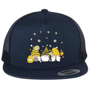 Bees Cute Gnomes Beekeeper Yellow Sunflower Funny Gift Flat Bill Trucker Hat