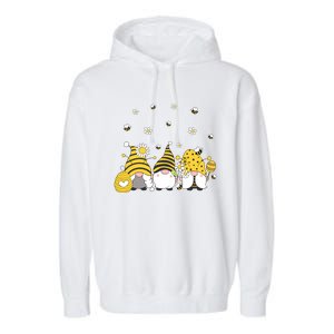 Bees Cute Gnomes Beekeeper Yellow Sunflower Funny Gift Garment-Dyed Fleece Hoodie