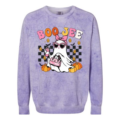 Boojee Cute Ghost Coffee Funny Halloween Colorblast Crewneck Sweatshirt