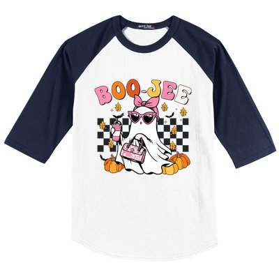 Boojee Cute Ghost Coffee Funny Halloween Baseball Sleeve Shirt