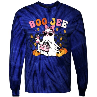 Boojee Cute Ghost Coffee Funny Halloween Tie-Dye Long Sleeve Shirt