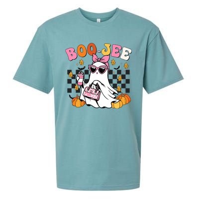 Boojee Cute Ghost Coffee Funny Halloween Sueded Cloud Jersey T-Shirt