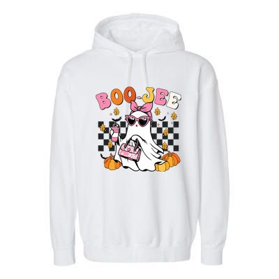 Boojee Cute Ghost Coffee Funny Halloween Garment-Dyed Fleece Hoodie