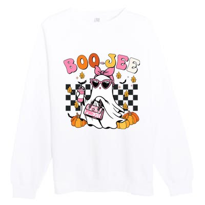 Boojee Cute Ghost Coffee Funny Halloween Premium Crewneck Sweatshirt