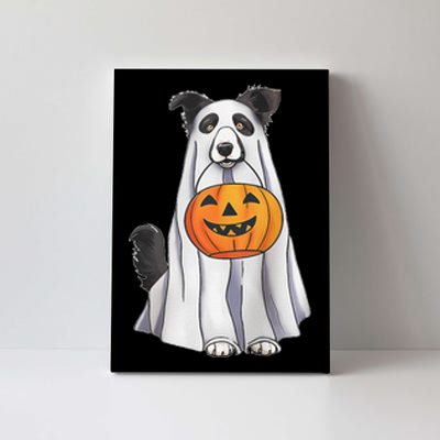 Border Collie Ghost Pumpkin Halloween Costume Fall Canvas