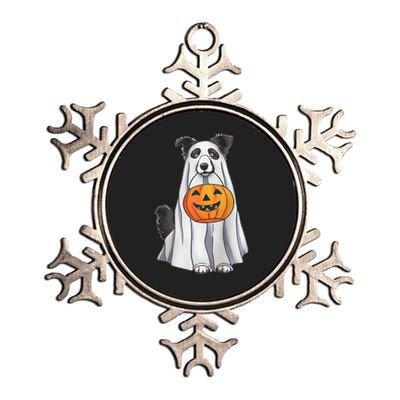 Border Collie Ghost Pumpkin Halloween Costume Fall Metallic Star Ornament