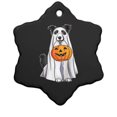 Border Collie Ghost Pumpkin Halloween Costume Fall Ceramic Star Ornament