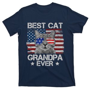 Best Cat Grandpa Ever American Flag Patriotic 4th Of July T-Shirt