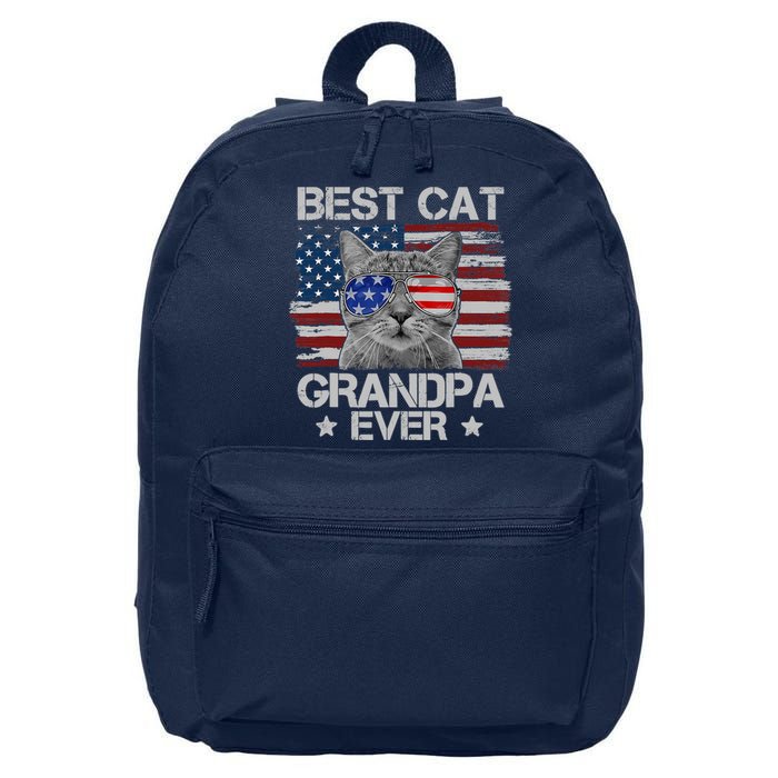 Best Cat Grandpa Ever American Flag Patriotic 4th Of July 16 in Basic Backpack