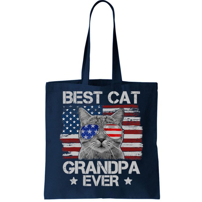 Best Cat Grandpa Ever American Flag Patriotic 4th Of July Tote Bag