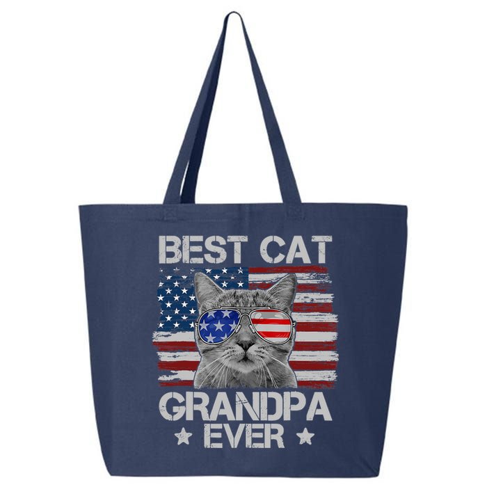 Best Cat Grandpa Ever American Flag Patriotic 4th Of July 25L Jumbo Tote