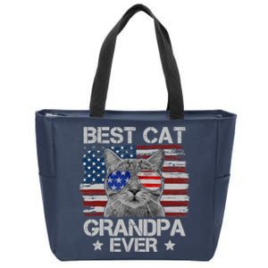 Best Cat Grandpa Ever American Flag Patriotic 4th Of July Zip Tote Bag