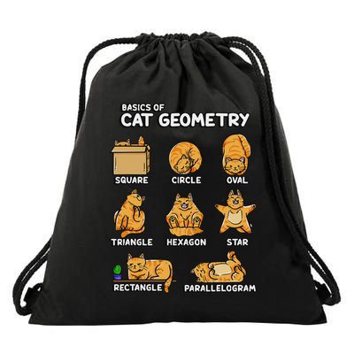 Basic Cat Geometry Cute Cat Cat Lover Cat Owner Math School Drawstring Bag