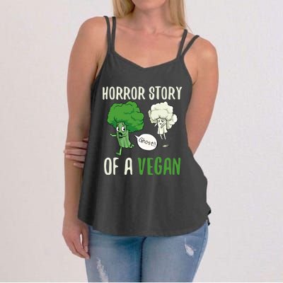 Broccoli Cauliflower Ghost Horror Story Of A Vegan Halloween Gift Women's Strappy Tank