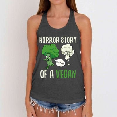 Broccoli Cauliflower Ghost Horror Story Of A Vegan Halloween Gift Women's Knotted Racerback Tank