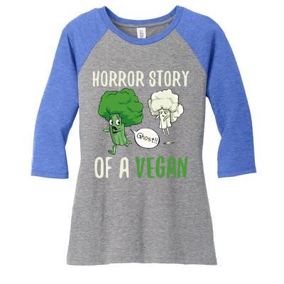 Broccoli Cauliflower Ghost Horror Story Of A Vegan Halloween Gift Women's Tri-Blend 3/4-Sleeve Raglan Shirt