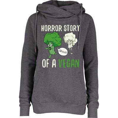 Broccoli Cauliflower Ghost Horror Story Of A Vegan Halloween Gift Womens Funnel Neck Pullover Hood