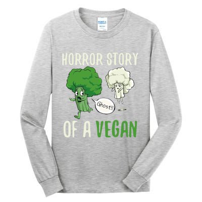 Broccoli Cauliflower Ghost Horror Story Of A Vegan Halloween Gift Tall Long Sleeve T-Shirt