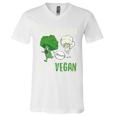 Broccoli Cauliflower Ghost Horror Story Of A Vegan Halloween Gift V-Neck T-Shirt