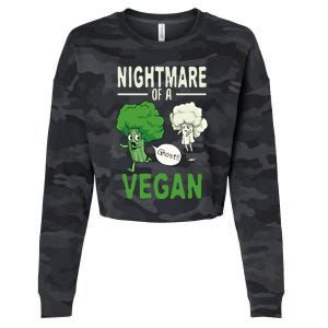 Broccoli Cauliflower Ghost Nightmare Of A Vegan Halloween Gift Cropped Pullover Crew